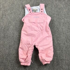 COLUMBIA Girls Fleece Lined Snow Bibs Pink Snowsuit size: 12 Months